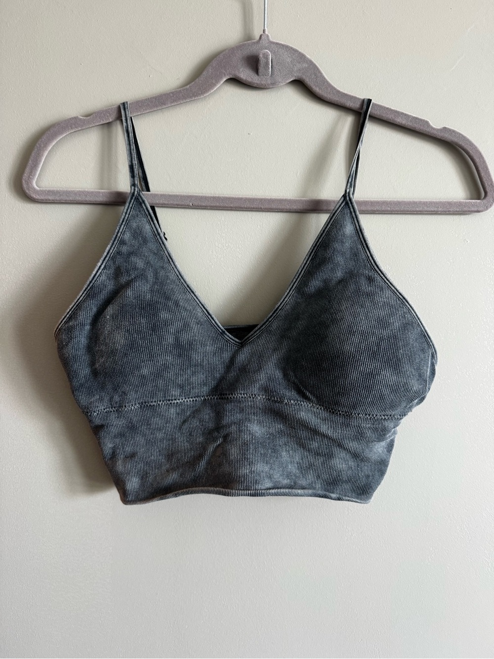Zenana Outfitters Washed Charcoal V-Neck Bralette